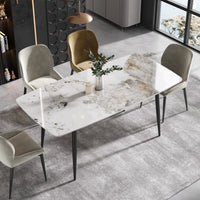 Marbella Sintered Stone Dining Table | 71" Pandora Rectangular With Curved Edge
