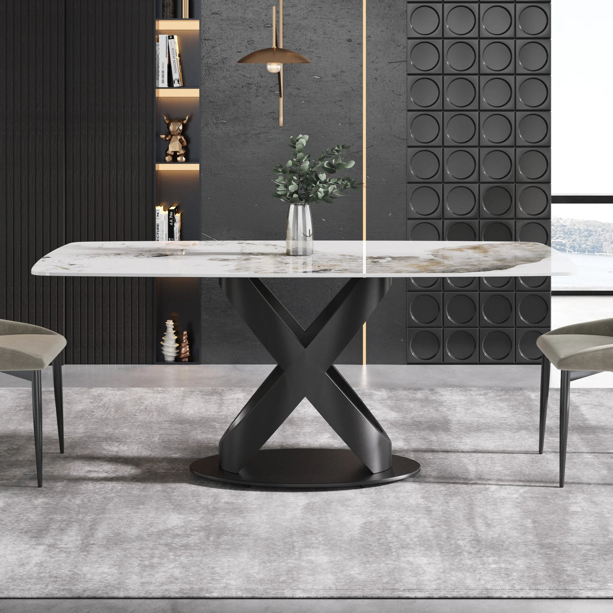 Marbella Sintered Stone Dining Table | 71" Pandora Rectangular With Curved Edge