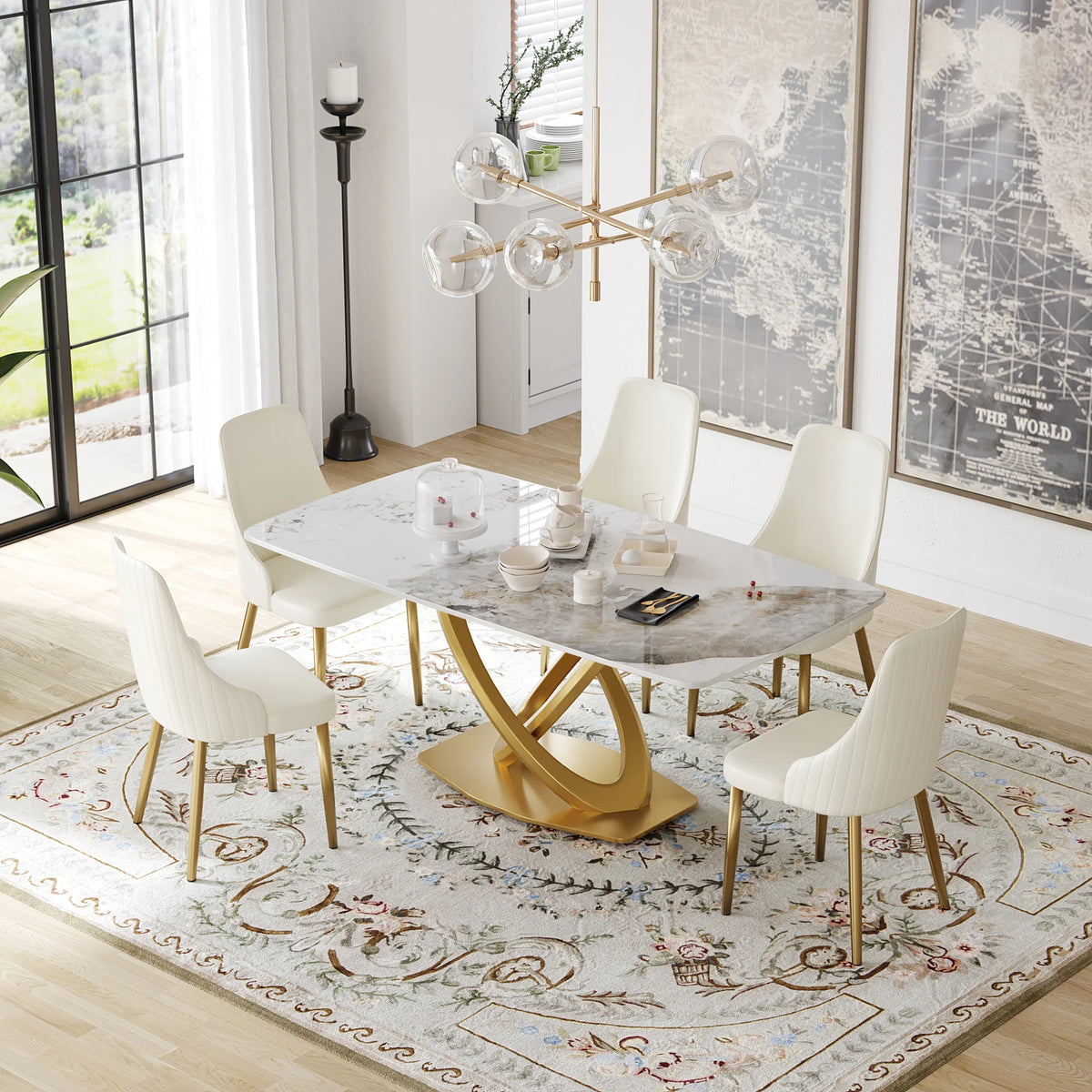 Marbella Sintered Stone Dining Table | 71" Pandora Rectangular With Curved Edge