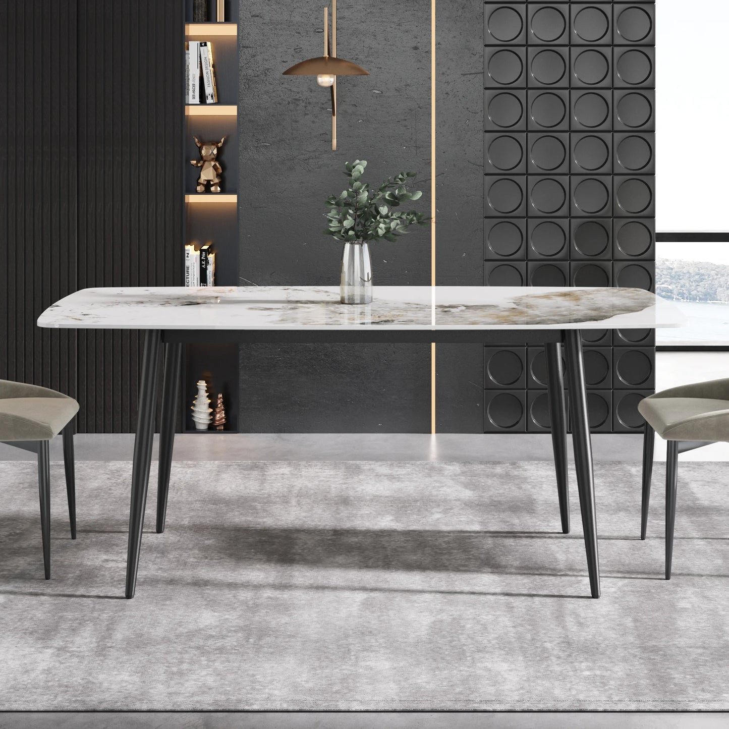Marbella Sintered Stone Dining Table | 71" Pandora Rectangular With Curved Edge