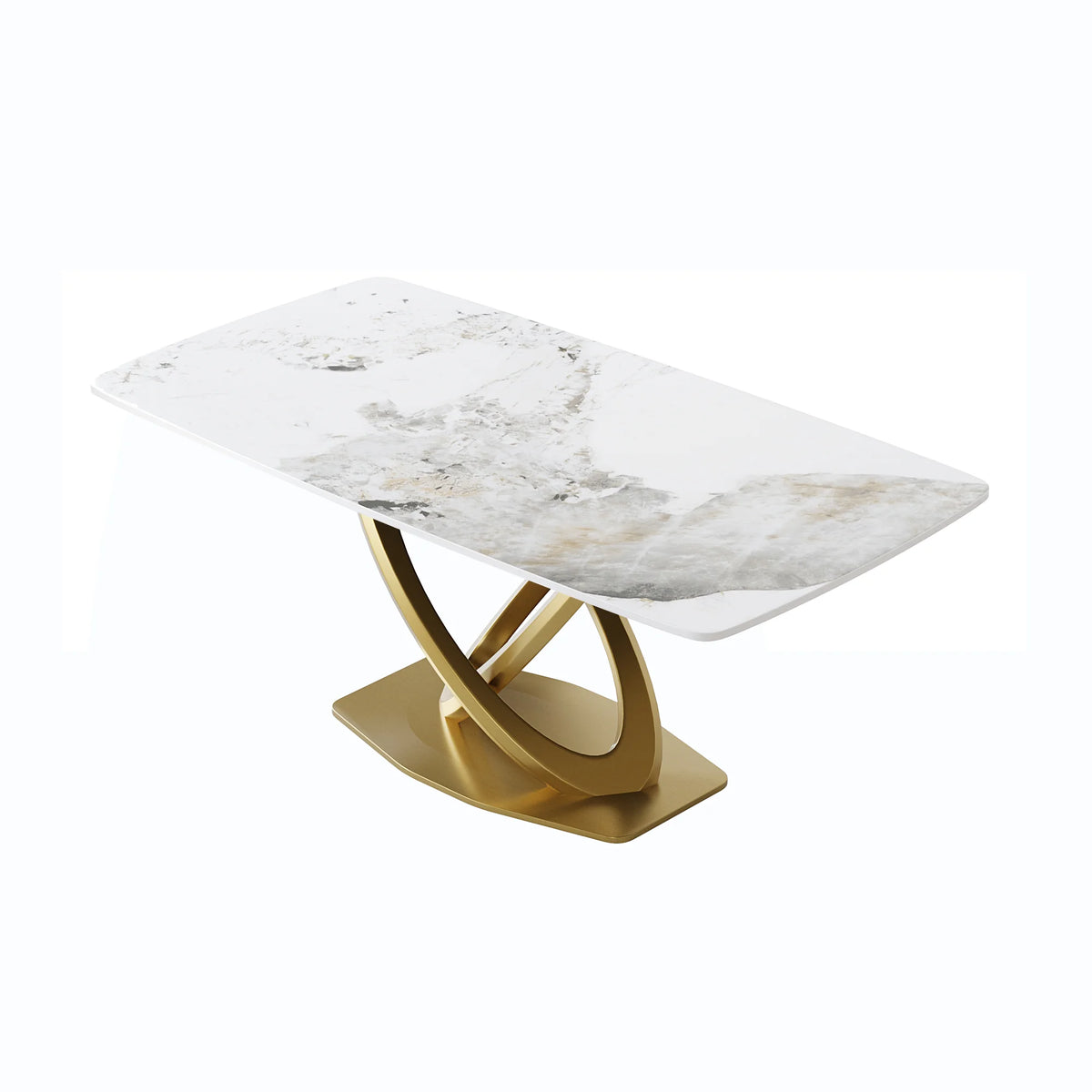 Marbella Sintered Stone Dining Table | 71" Pandora Rectangular With Curved Edge
