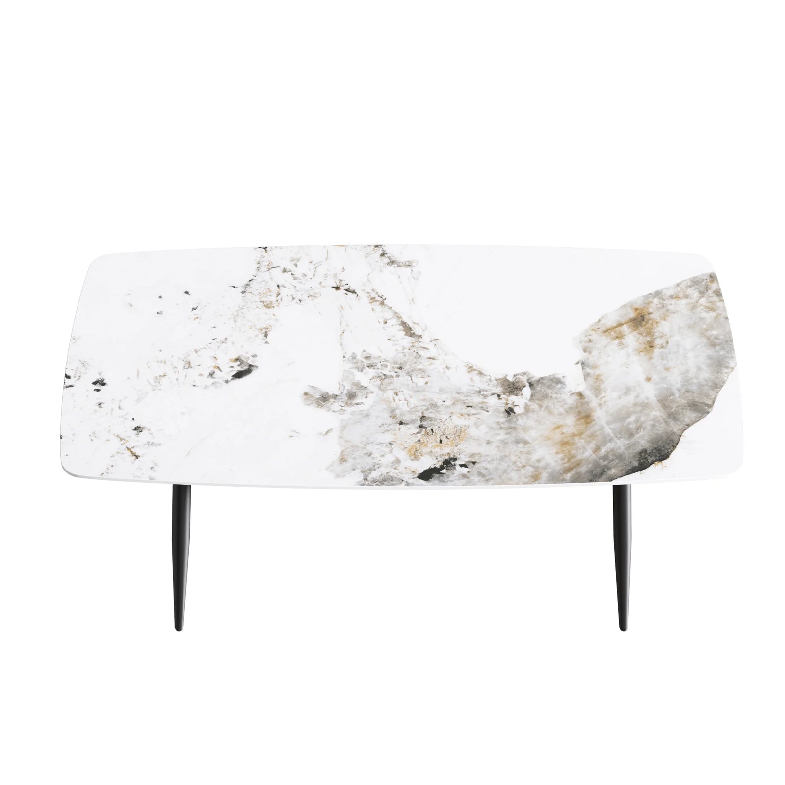 Mesa de comedor Marbella de piedra sinterizada | Pandora rectangular de 180 cm con borde curvo