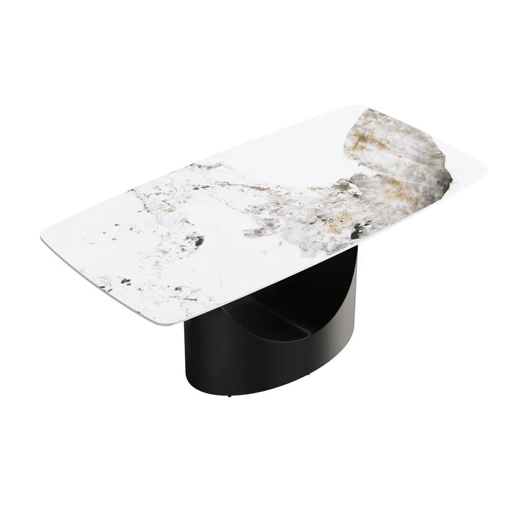 Marbella Sintered Stone Dining Table | 71" Pandora Rectangular With Curved Edge