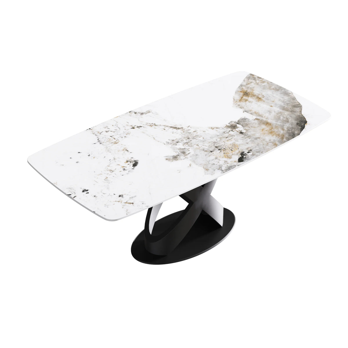 Marbella Sintered Stone Dining Table | 71" Pandora Rectangular With Curved Edge