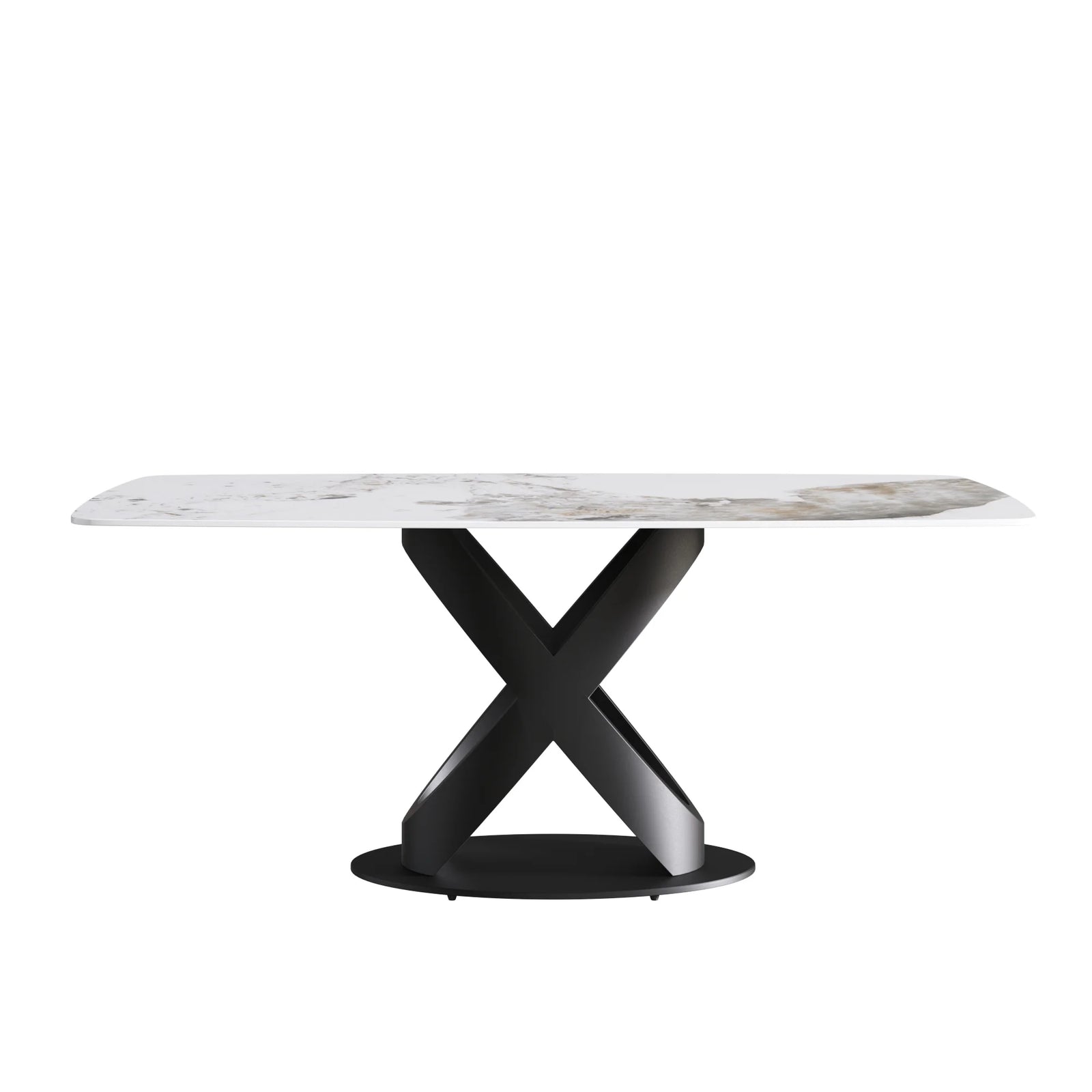Mesa de comedor Marbella de piedra sinterizada | Pandora rectangular de 180 cm con borde curvo