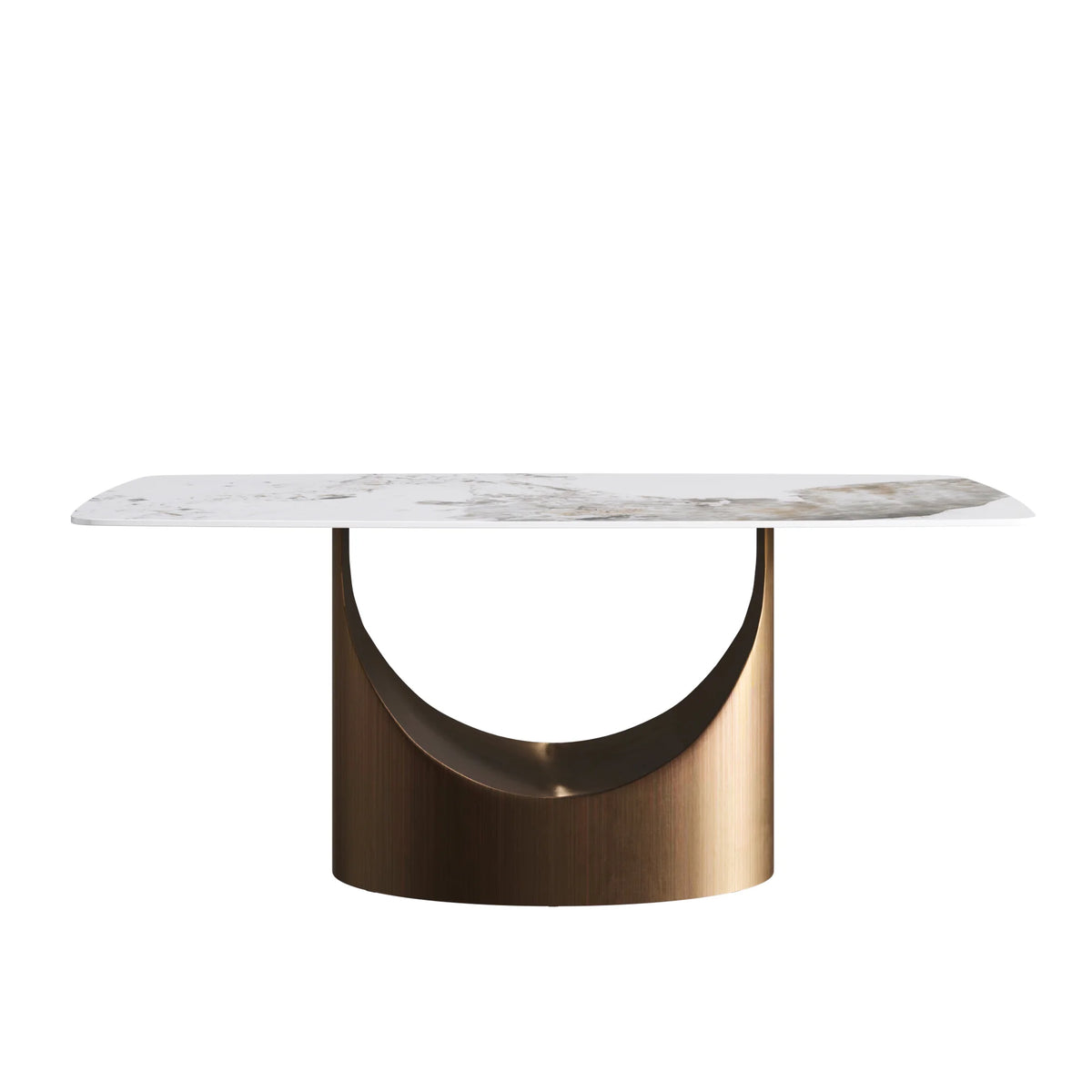 Marbella Sintered Stone Dining Table | 71" Pandora Rectangular With Curved Edge