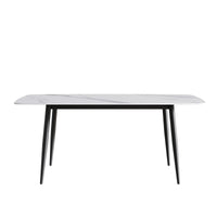 Marbella Sintered Stone Dining Table | 71" White Gloss Rectangular With Curved Edge