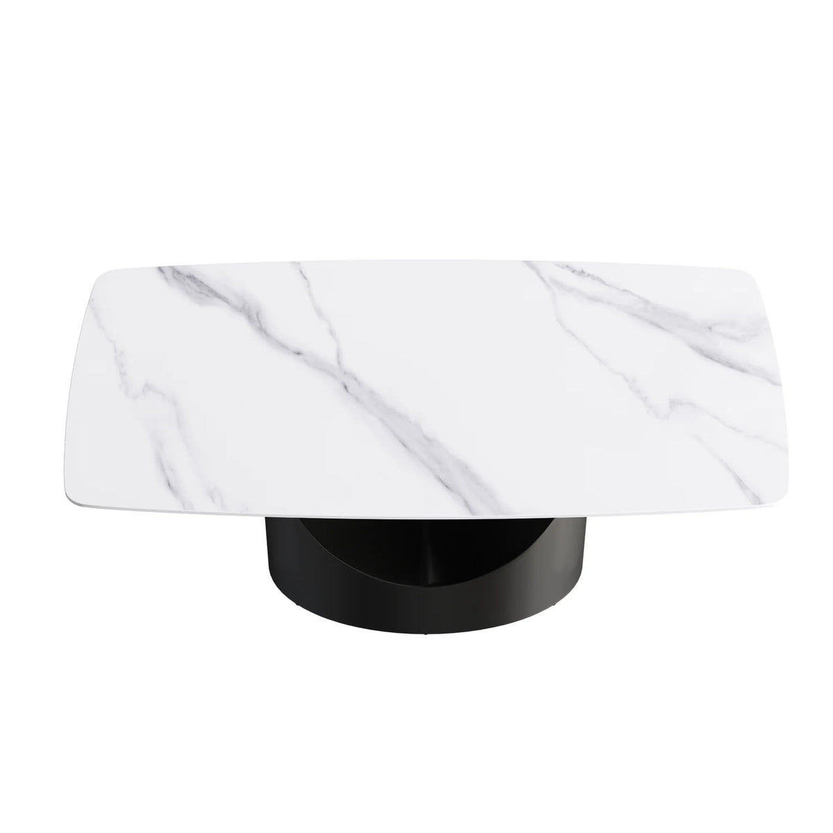 Mesa de comedor Marbella de piedra sinterizada | Rectangular, blanca brillante, de 180 cm con borde curvo