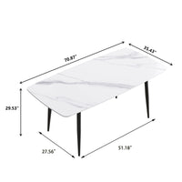 Marbella Sintered Stone Dining Table | 71" White Gloss Rectangular With Curved Edge