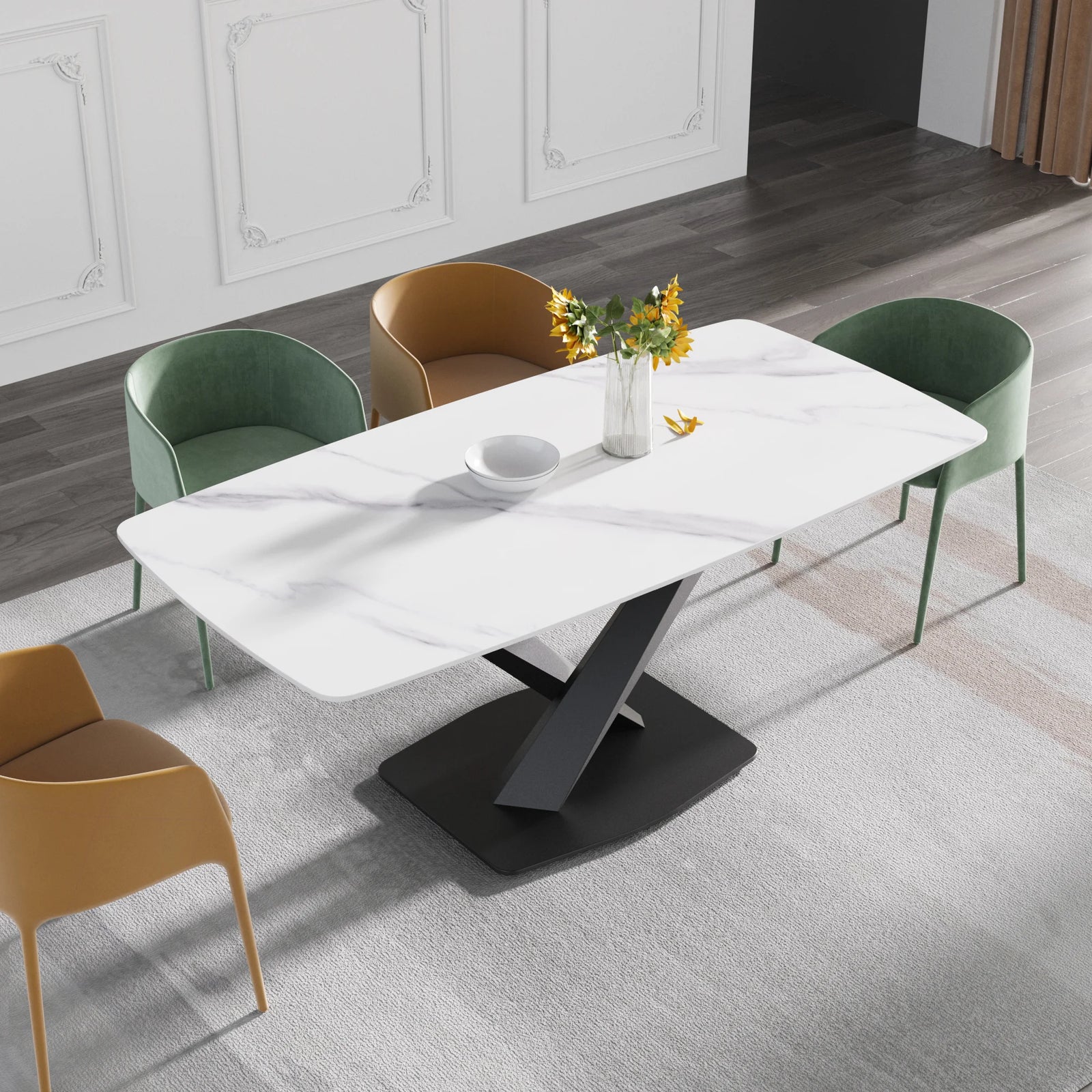 71 White Gloss Rectangular With Curved Edge_6