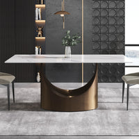 Marbella Sintered Stone Dining Table | 71" White Gloss Rectangular With Straight Edge