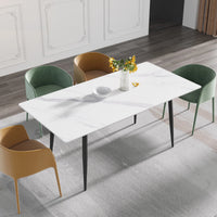 Marbella Sintered Stone Dining Table | 71" White Gloss Rectangular With Straight Edge