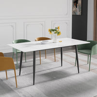 Marbella Sintered Stone Dining Table | 71" White Gloss Rectangular With Straight Edge