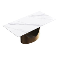 Marbella Sintered Stone Dining Table | 71" White Gloss Rectangular With Straight Edge