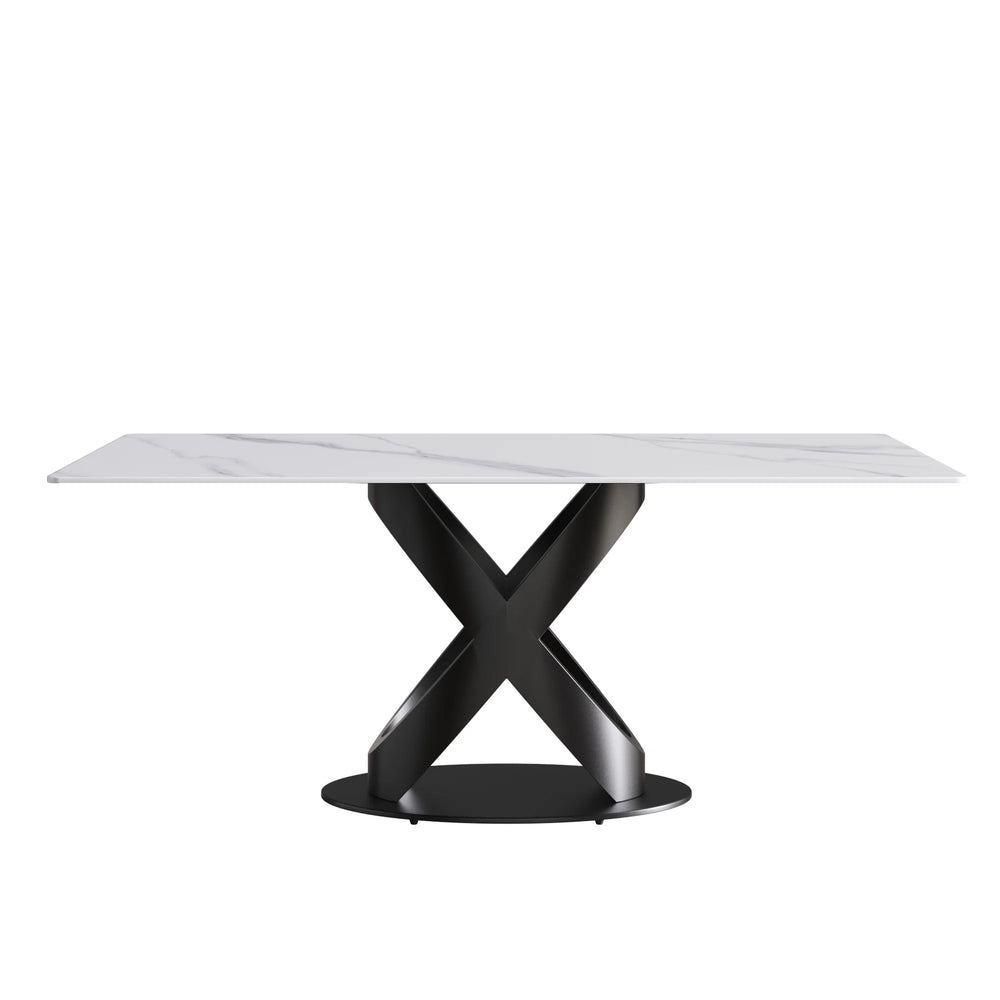 Marbella Sintered Stone Dining Table | 71" White Gloss Rectangular With Straight Edge