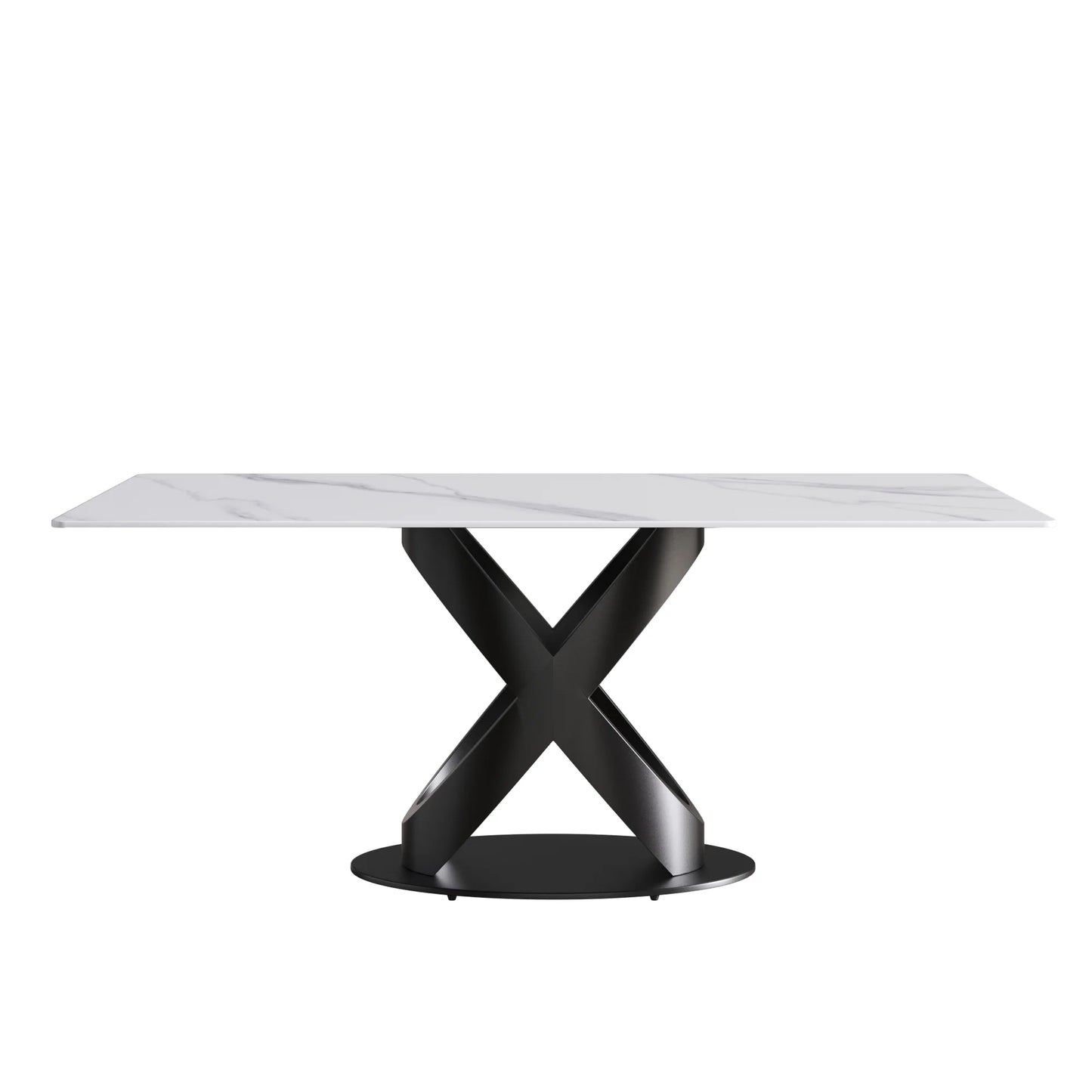Marbella Sintered Stone Dining Table | 71" White Gloss Rectangular With Straight Edge