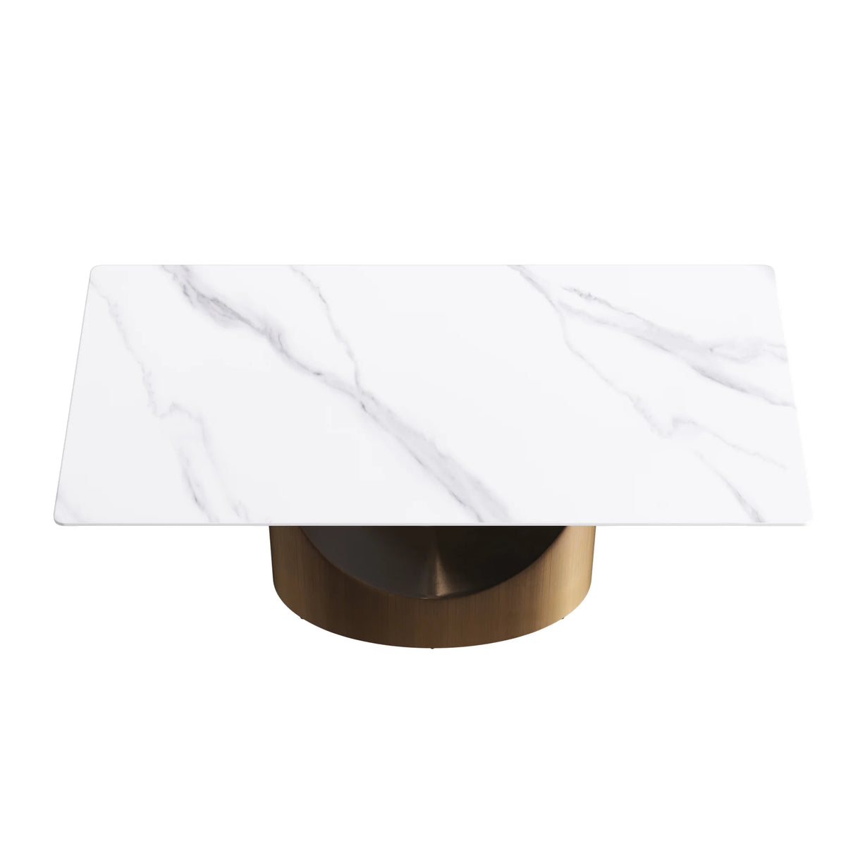 Marbella Sintered Stone Dining Table | 71" White Gloss Rectangular With Straight Edge