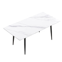Marbella Sintered Stone Dining Table | 71" White Gloss Rectangular With Straight Edge