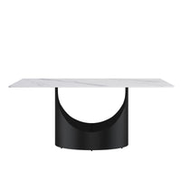 Marbella Sintered Stone Dining Table | 71" White Gloss Rectangular With Straight Edge
