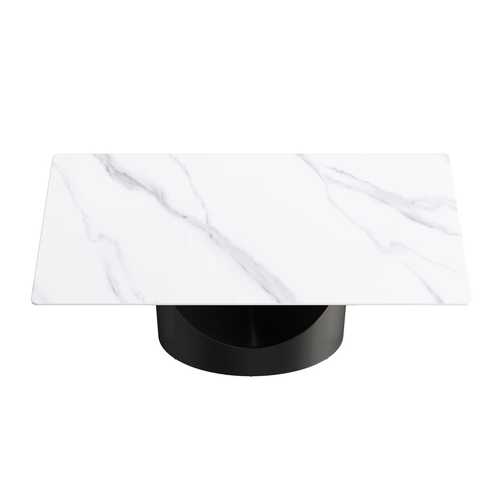 Marbella Sintered Stone Dining Table | 71" White Gloss Rectangular With Straight Edge