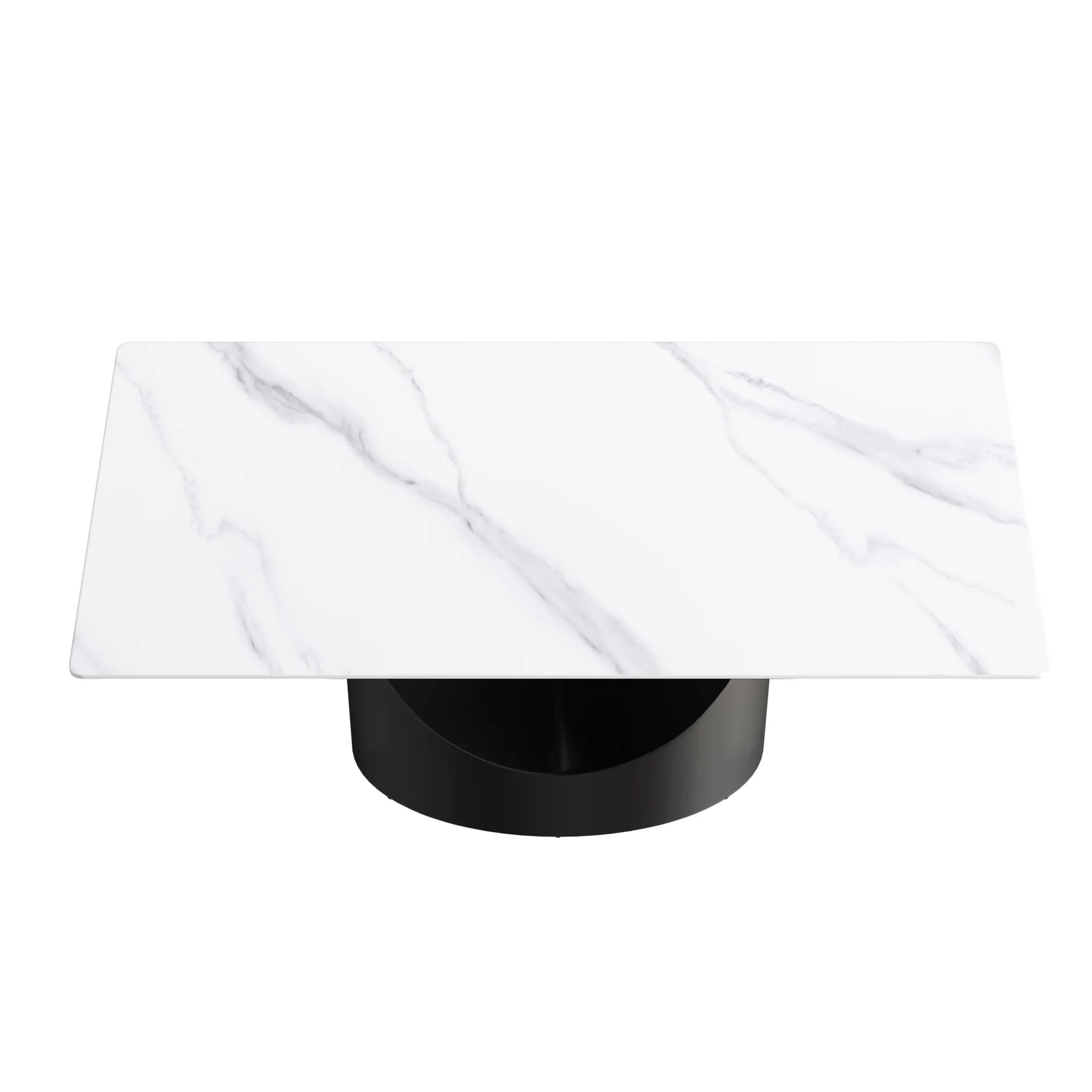 Mesa de comedor Marbella de piedra sinterizada | Rectangular, blanca brillante, de 180 cm (71") con borde recto
