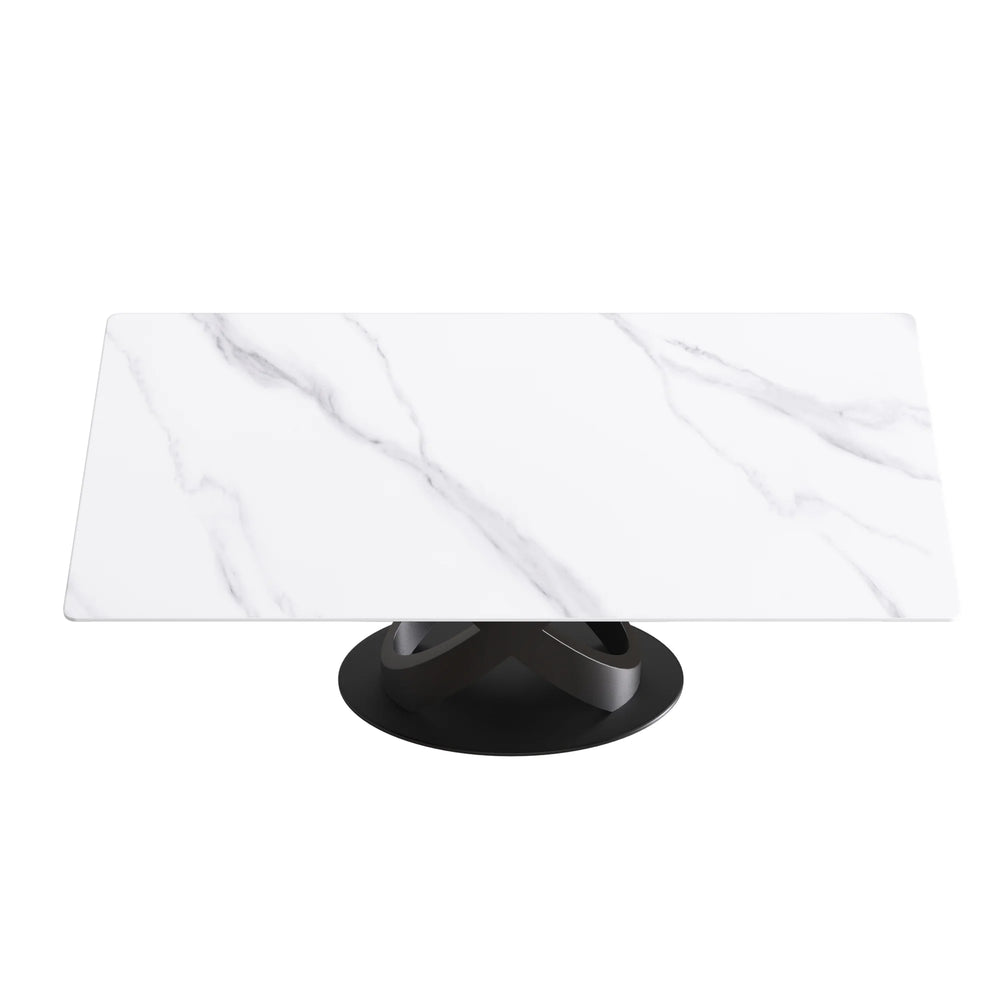 Marbella Sintered Stone Dining Table | 71" White Gloss Rectangular With Straight Edge