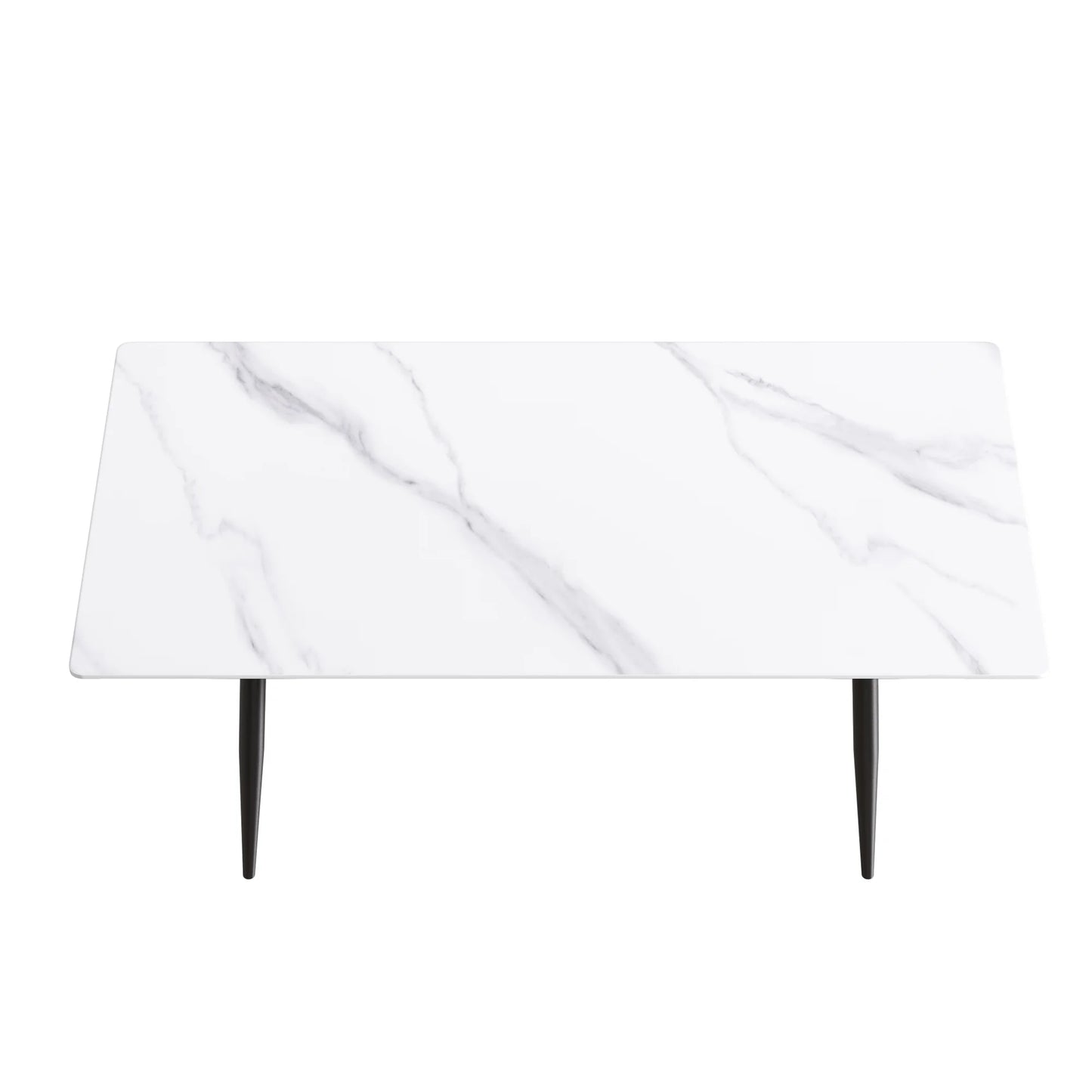Marbella Sintered Stone Dining Table | 71" White Gloss Rectangular With Straight Edge