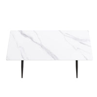 Marbella Sintered Stone Dining Table | 71" White Gloss Rectangular With Straight Edge