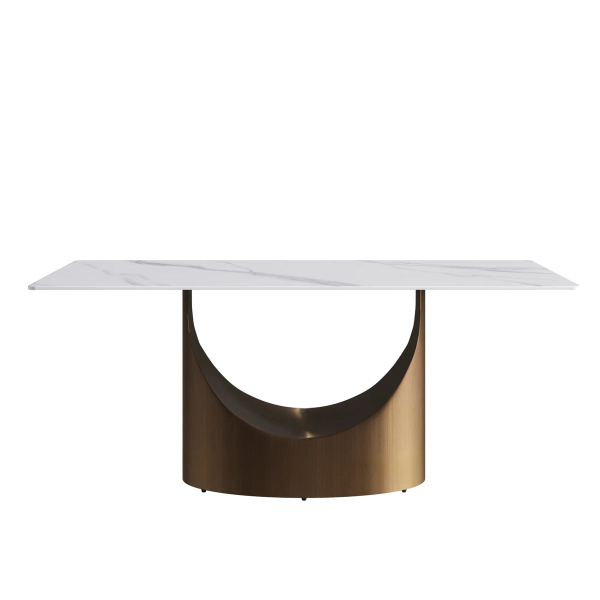 Marbella Sintered Stone Dining Table | 71" White Gloss Rectangular With Straight Edge