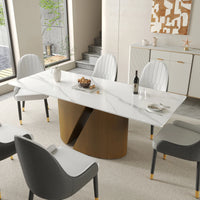 Marbella Sintered Stone Dining Table | 71" White Gloss Rectangular With Straight Edge