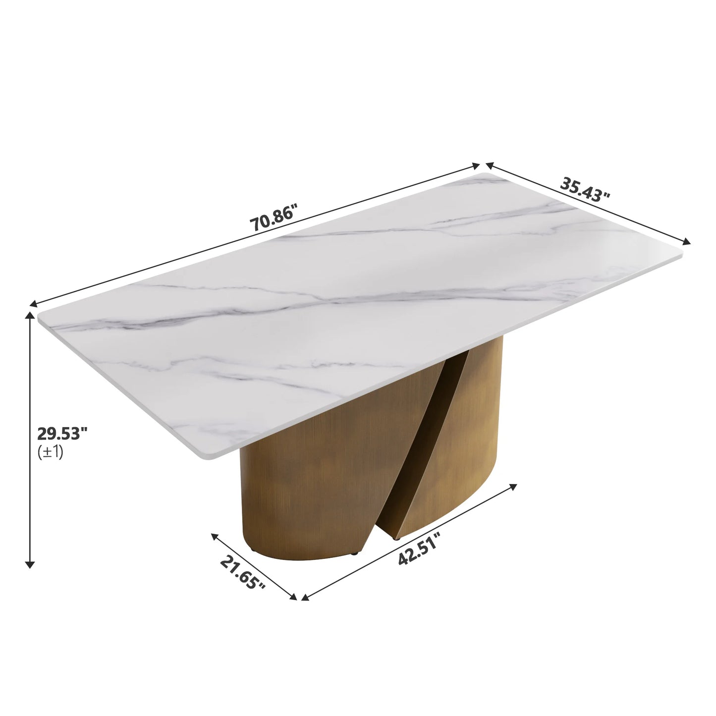 Marbella Sintered Stone Dining Table | 71" White Gloss Rectangular With Straight Edge