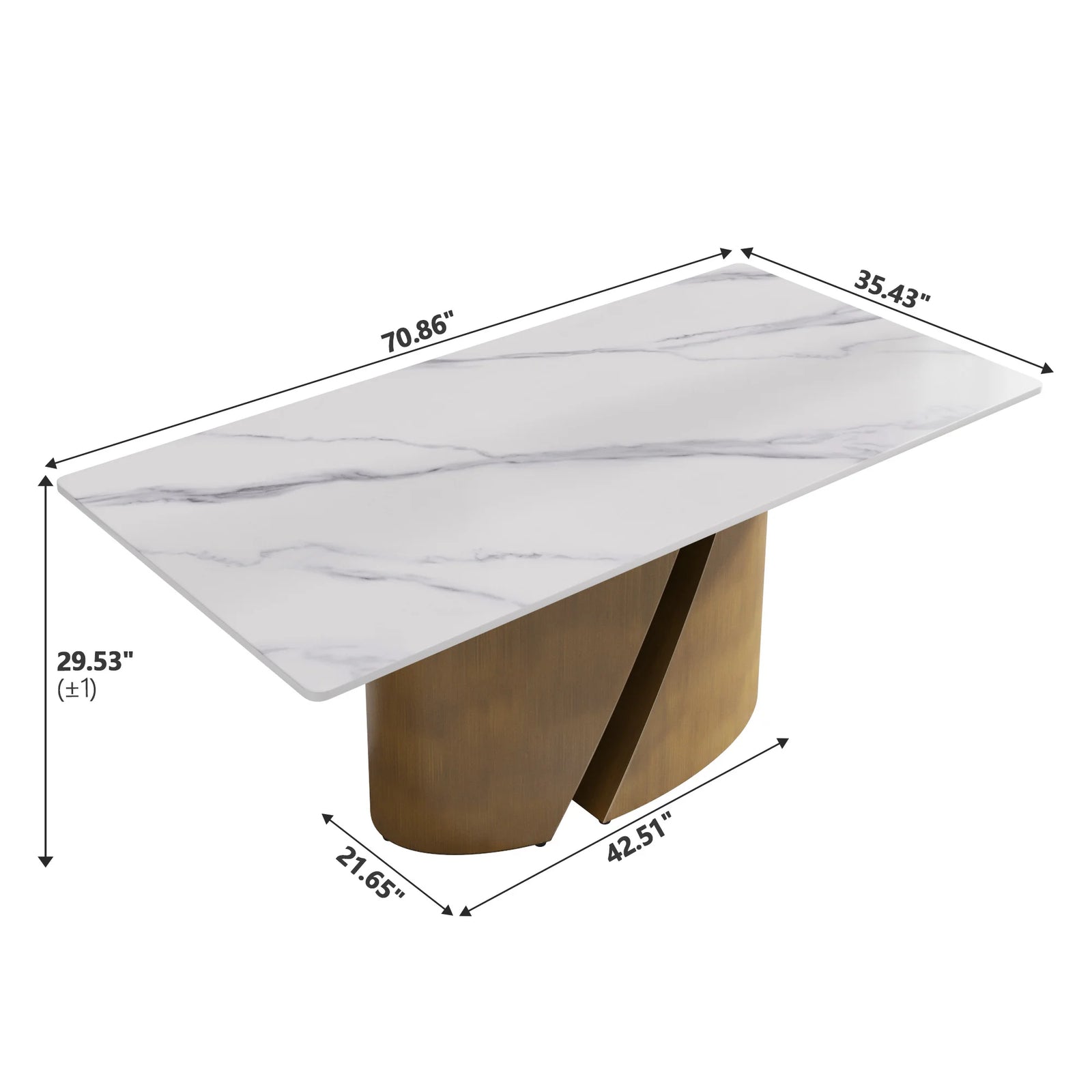 Marbella Sintered Stone Dining Table | 71" White Gloss Rectangular With Straight Edge