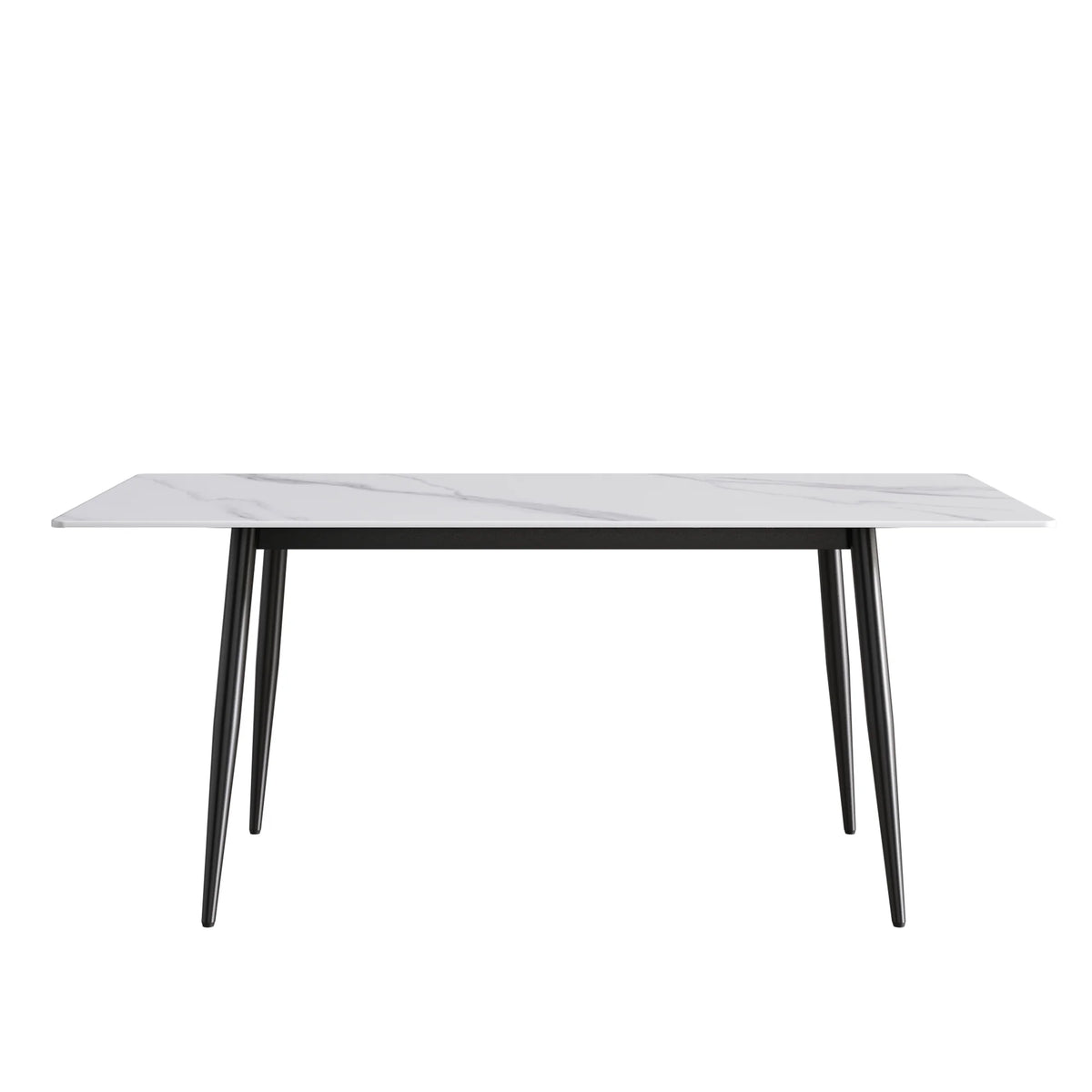 Marbella Sintered Stone Dining Table | 71" White Gloss Rectangular With Straight Edge
