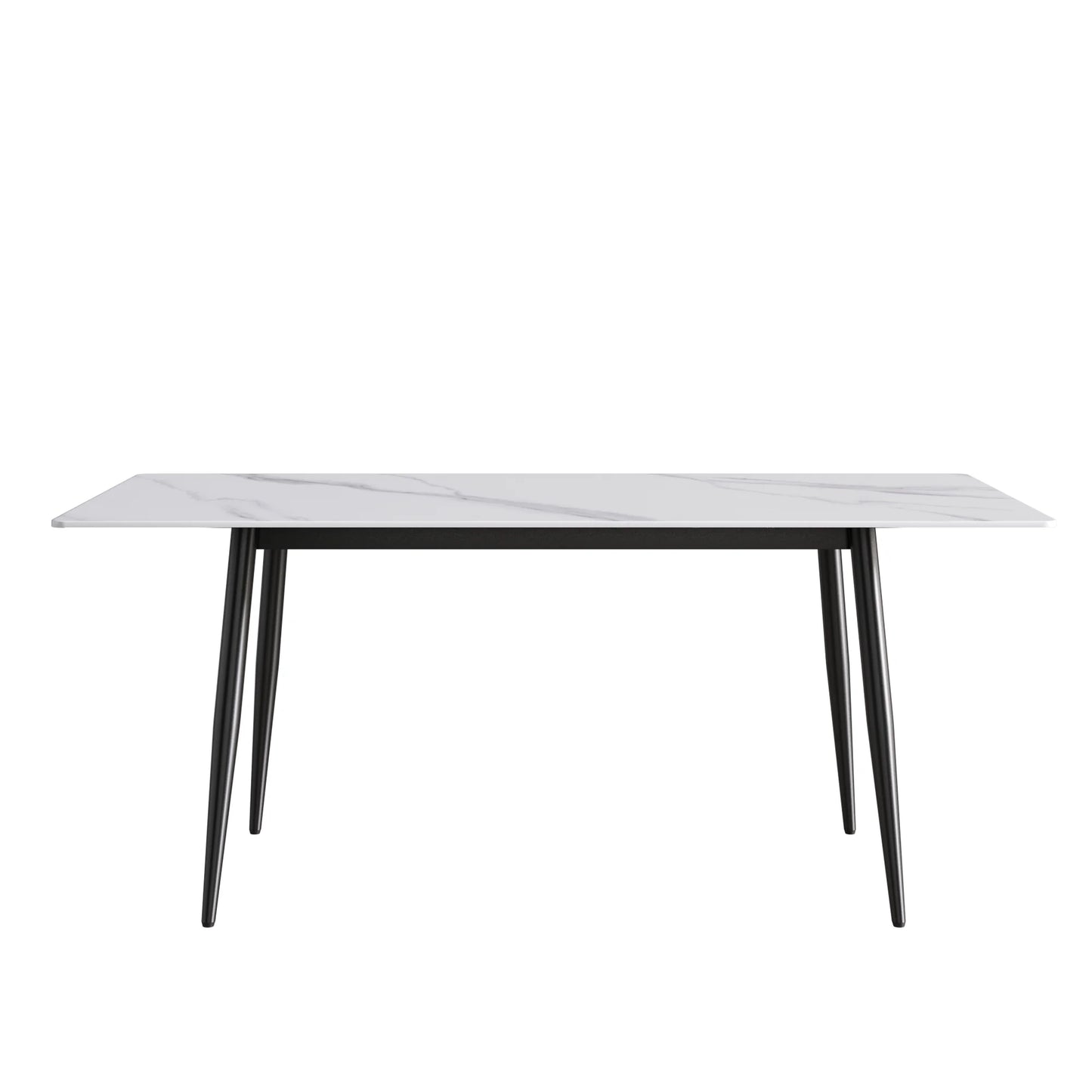 Marbella Sintered Stone Dining Table | 71" White Gloss Rectangular With Straight Edge