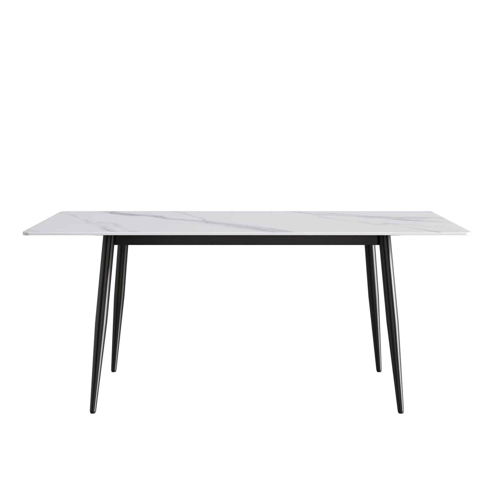 Mesa de comedor Marbella de piedra sinterizada | Rectangular, blanca brillante, de 180 cm (71") con borde recto