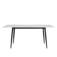 Marbella Sintered Stone Dining Table | 71" White Gloss Rectangular With Straight Edge