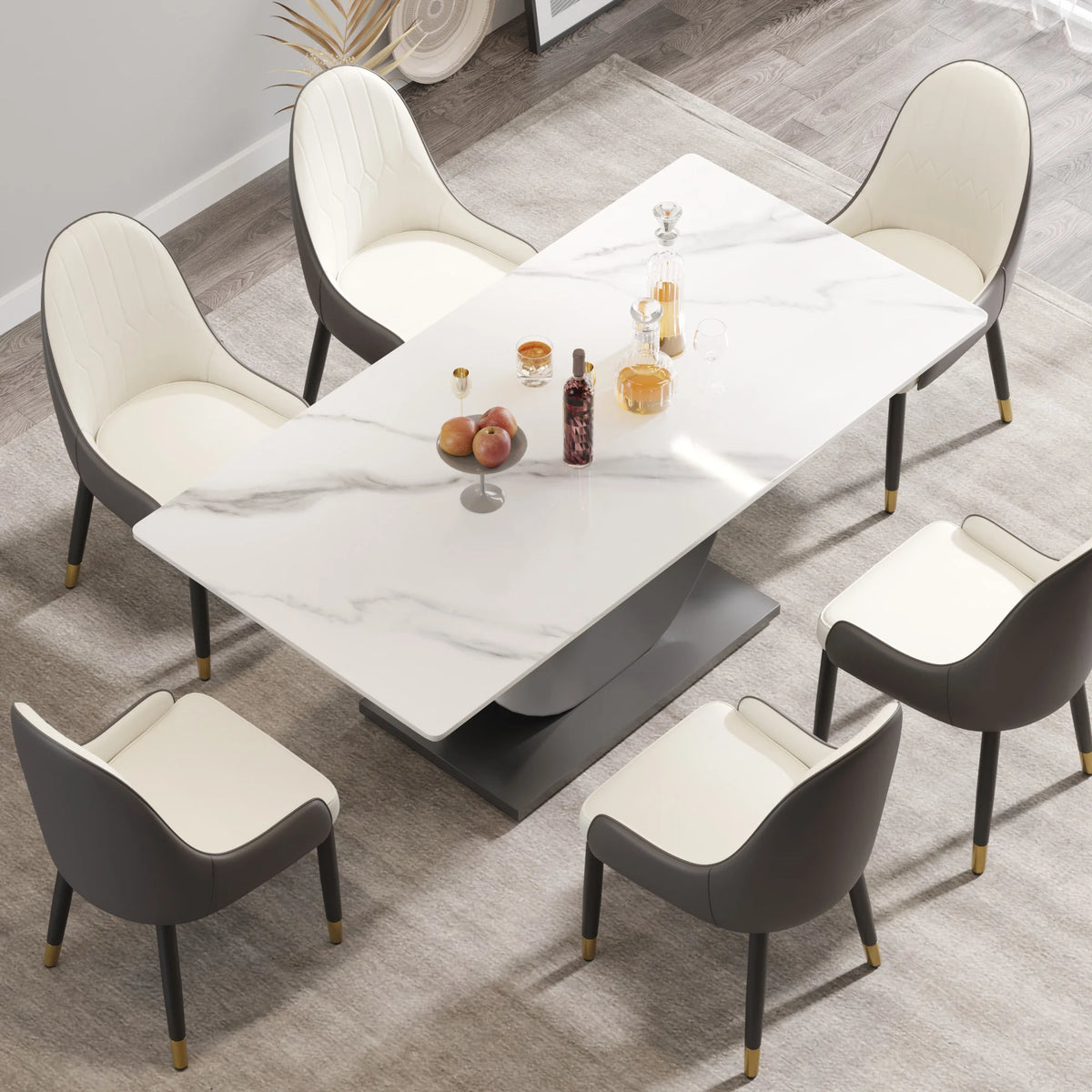 Marbella Sintered Stone Dining Table | 71" White Gloss Rectangular With Straight Edge