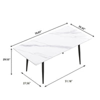 Marbella Sintered Stone Dining Table | 71" White Gloss Rectangular With Straight Edge