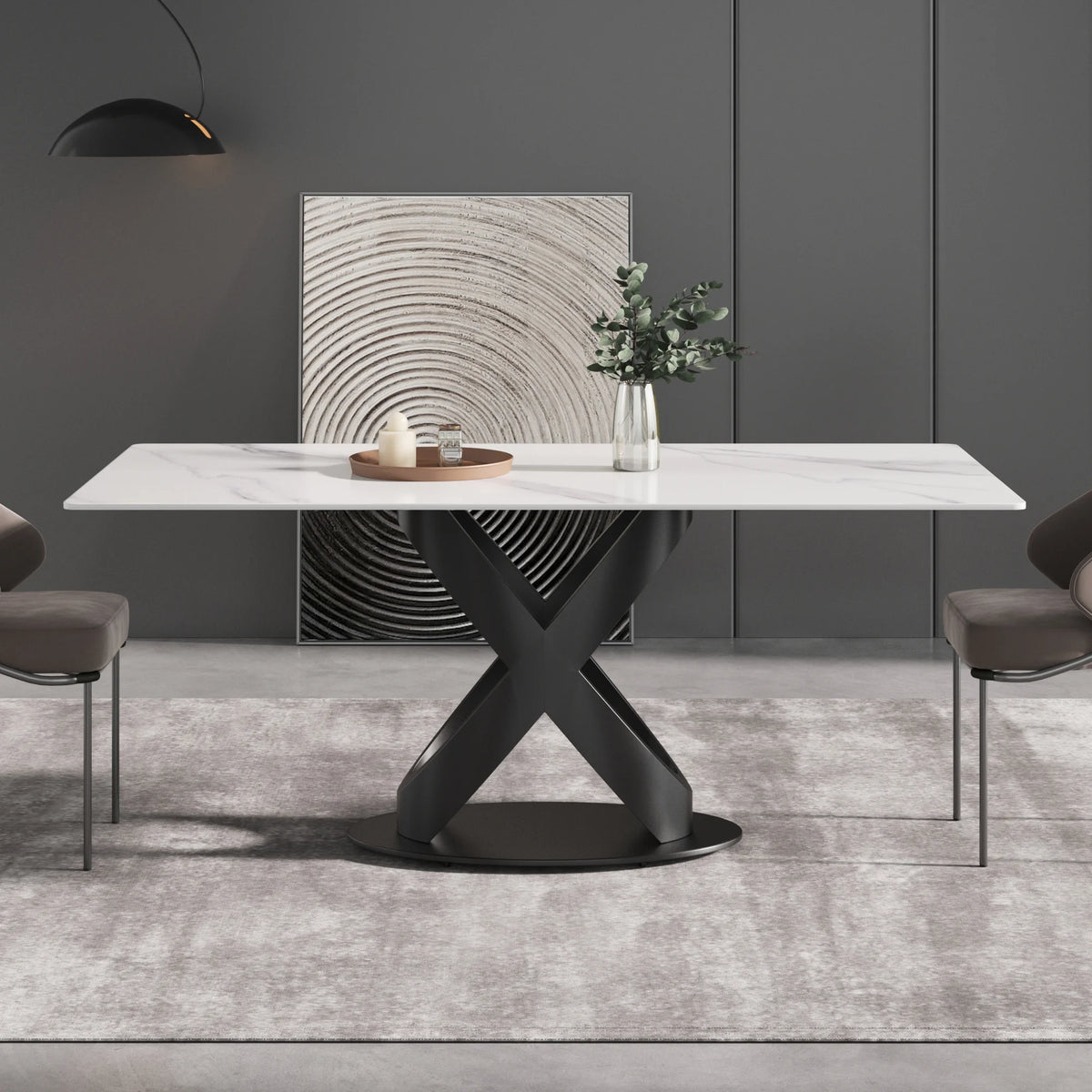 Marbella Sintered Stone Dining Table | 71" White Gloss Rectangular With Straight Edge