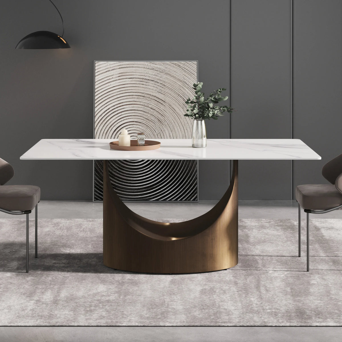 Marbella Sintered Stone Dining Table | 71" White Gloss Rectangular With Straight Edge