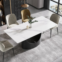Marbella Sintered Stone Dining Table | 71" White Gloss Rectangular With Straight Edge