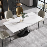 Marbella Sintered Stone Dining Table | 71" White Gloss Rectangular With Straight Edge