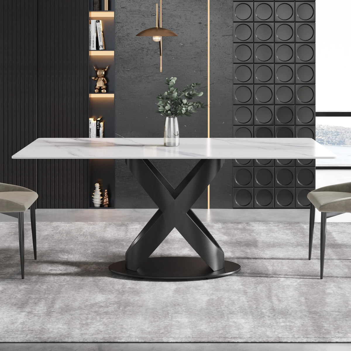 Marbella Sintered Stone Dining Table | 71" White Gloss Rectangular With Straight Edge