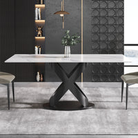 Marbella Sintered Stone Dining Table | 71" White Gloss Rectangular With Straight Edge