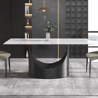 Marbella Sintered Stone Dining Table | 71" White Gloss Rectangular With Straight Edge