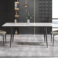 Marbella Sintered Stone Dining Table | 71" White Gloss Rectangular With Straight Edge