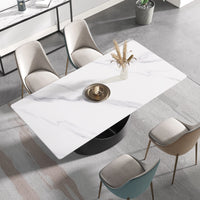 Marbella Sintered Stone Dining Table | 71" White Gloss Rectangular With Straight Edge