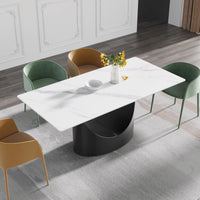 Marbella Sintered Stone Dining Table | 71" White Gloss Rectangular With Straight Edge