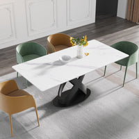 Marbella Sintered Stone Dining Table | 71" White Gloss Rectangular With Straight Edge
