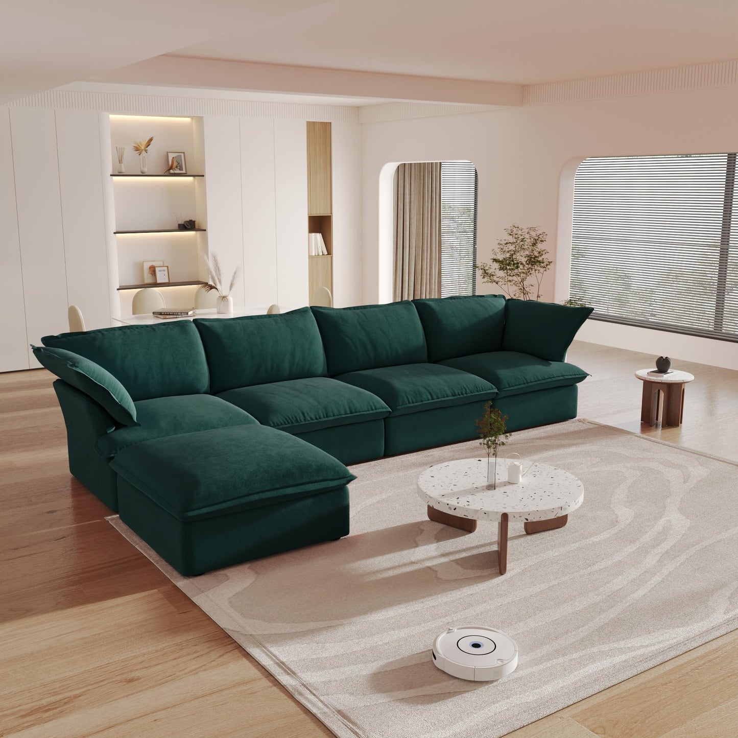 Sectional Couches for Living Room,82.66" Cloud Modular Sectional Sofa, Velvet Deep Couch,Cushion Covers Removable &amp; Replaceable,LoveSofa,Blue